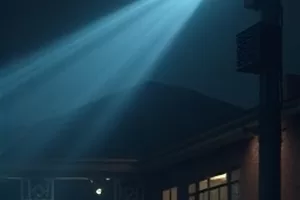 《楼下有家旧书店》剧照,书架通道里透进来的一束午后光